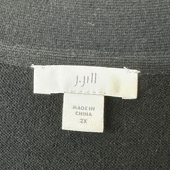 J Jill Mixed 2X Media Layered Sweater Black Cream - Picture 4 of 11